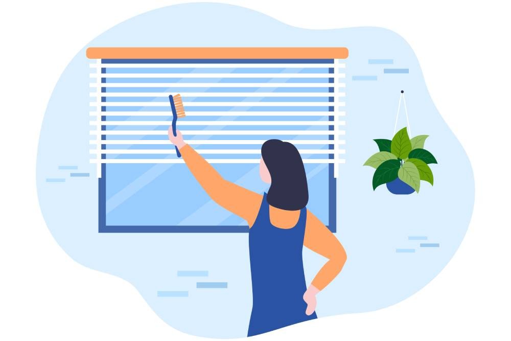 Clipart of woman cleaning window treatments near Arvada, Colorado (CO)